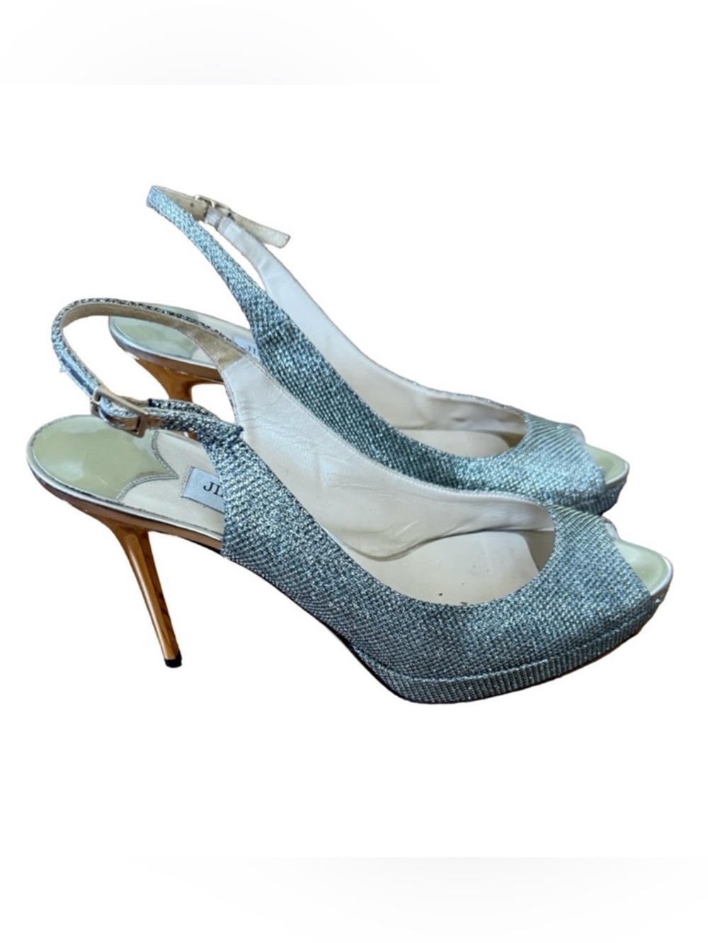 Jimmy Choo Silver and Gold Slingback Heels